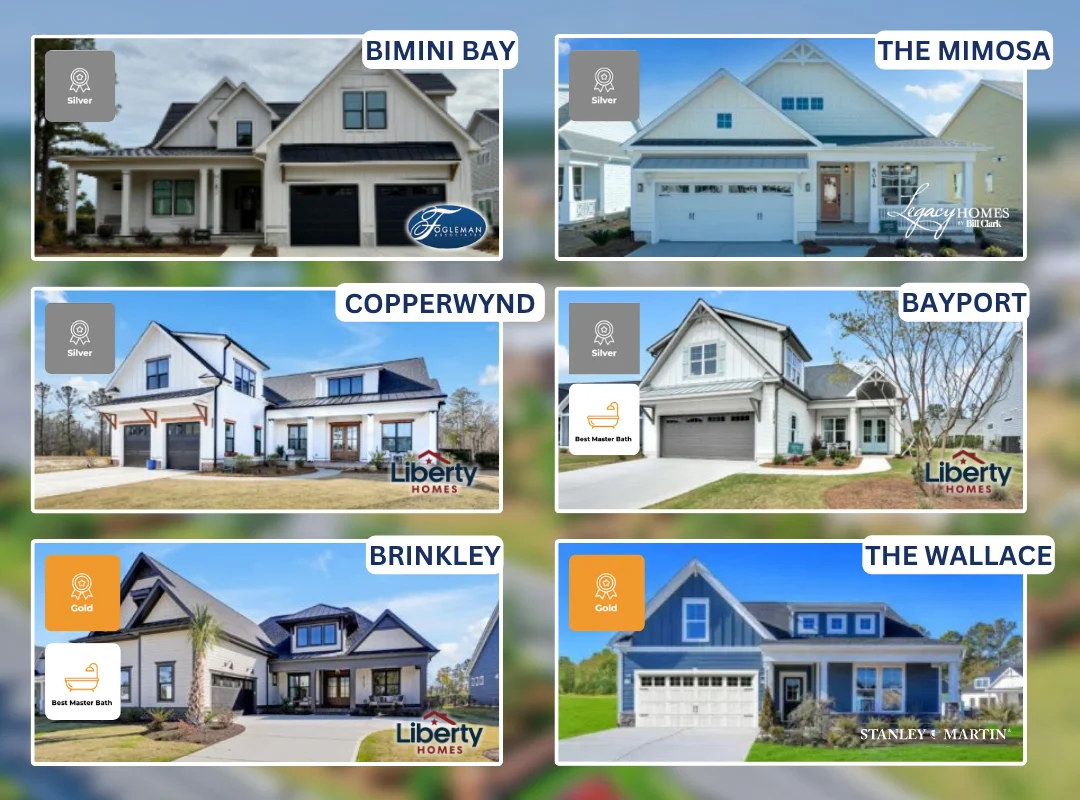 collage of homes with awards 