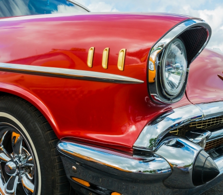 detailed view of the light old American car