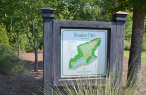 a map sign of Meadow Park at Brunswick Forest