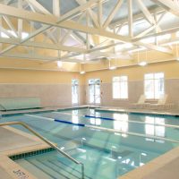 Indoor swimming pool with three swim lanes