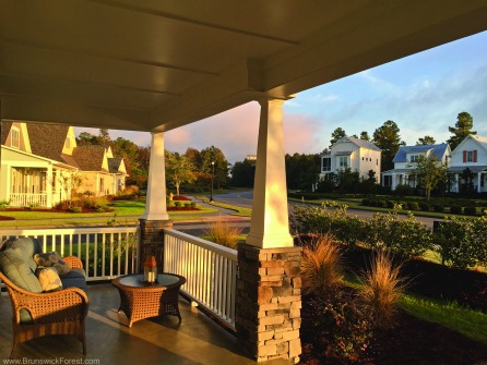 Beautiful view of sunset from front porch at Brunswick Forest