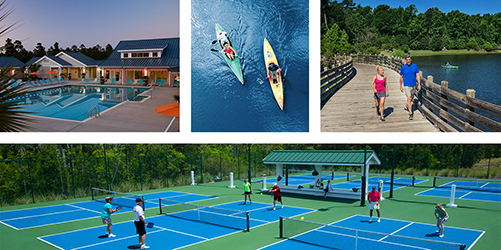 pool, pickleball, kayaking